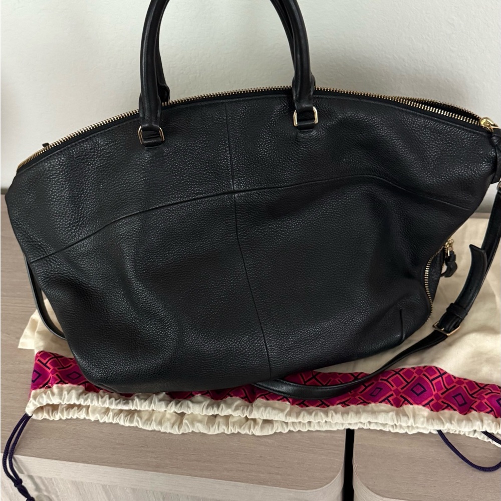 Tory Burch Black Satchel with Gold Accents - Picture 4 of 6